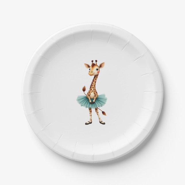 Prato De Papel Cute giraffe in a tutu dancing as a ballerina, gif (Frente)