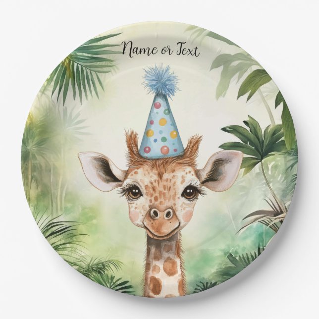 Prato De Papel Cute Giraffe Jungle Baby Shower Party Beautiful (Frente)
