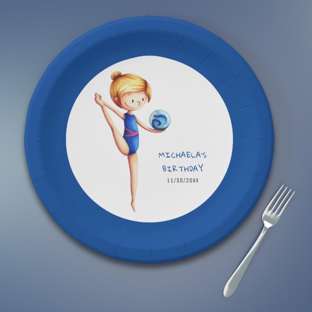 Prato De Papel Cute Girl Rhythmic Gymnastics Birthday Party (Criador carregado)