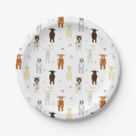 Prato De Papel Cute Goats Farm Animals