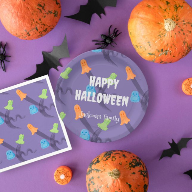 Prato De Papel Cute Halloween personalizável (Cute Halloween customizable Paper Plates
)