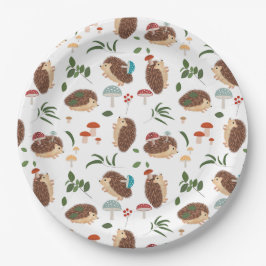 Prato De Papel Cute Hedgehog Mushrooms Woodland Forest Animal