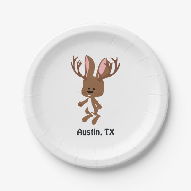 Prato De Papel Cute Jackalope - Austin, Texas (Frente)