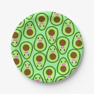 Prato De Papel Cute Kawaii Avocado Vegan