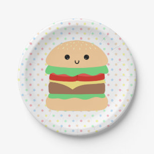 Prato De Papel Cute Kawaii Hamburger