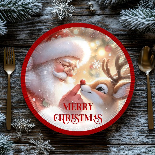 Prato De Papel Cute Kids Christmas Dinner Plates Santa Rudolph (Cute Kids Christmas Dinner Plates Santa Rudolph)