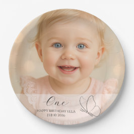 Prato De Papel Cute Kid's First Birthday Party With Custom Photo