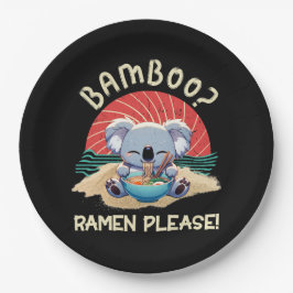 Prato De Papel Cute Koala comendo Ramen Vintage Sunshine