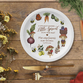 Prato De Papel Cute Locally Grown Little Sprout Baby Shower