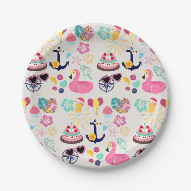 Prato De Papel Cute Nautical Birthday (Frente)