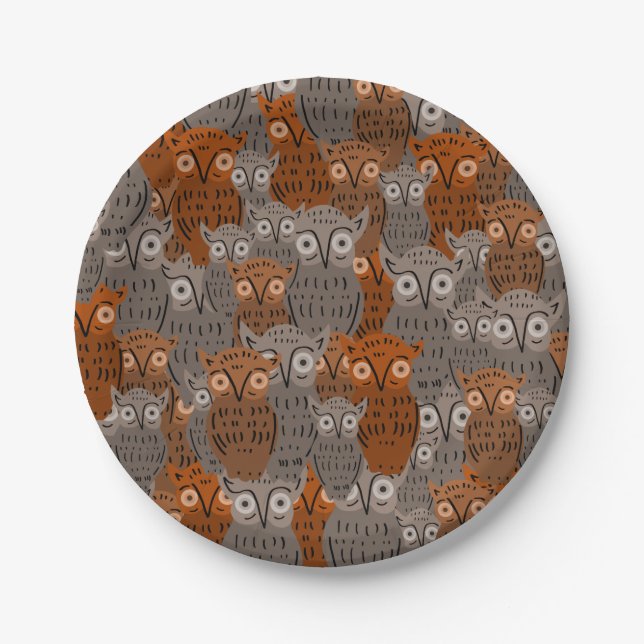 Prato De Papel Cute Owl Paper Plates (Frente)
