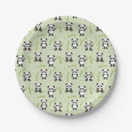 Prato De Papel Cute Panda Bear Bamboo Kawaii Animals Pattern