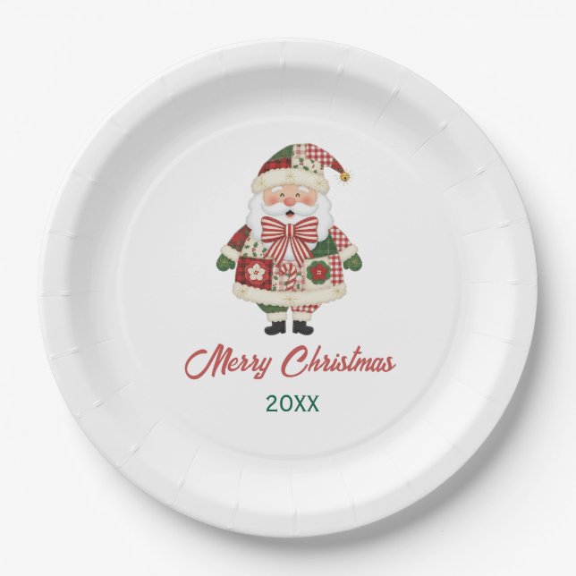 Prato De Papel Cute Personalized Santa Christmas Holiday (Frente)
