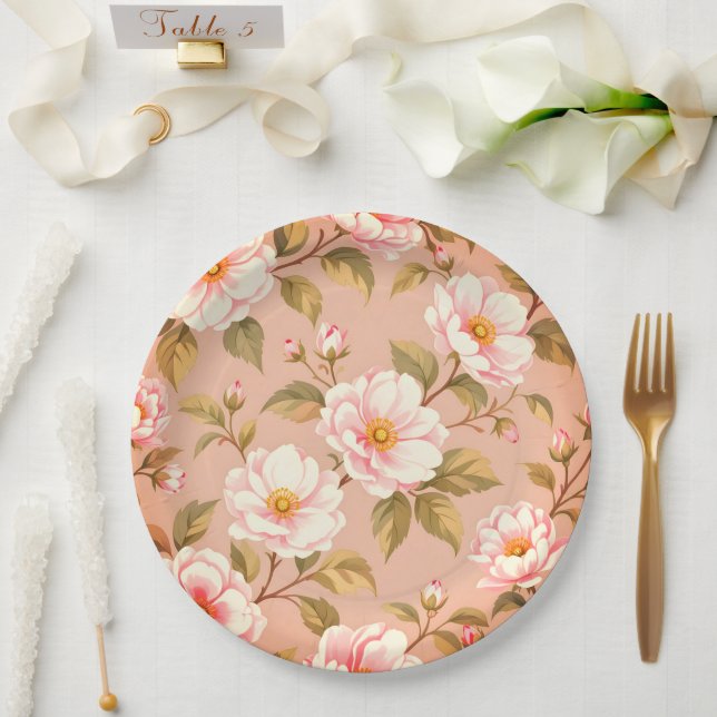 Prato De Papel Cute pink flower paper plates (Casamento)