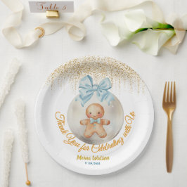 Prato De Papel Cute Pink Gingerbread boy Bauble Christmas