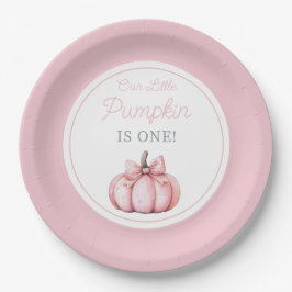 Prato De Papel Cute Pink Our Little Pumpkin Girl First Birthday