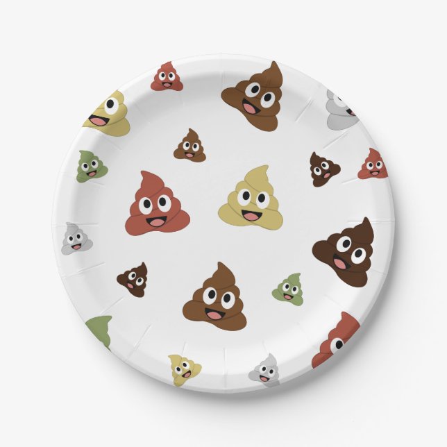 Prato De Papel Cute Poop emoji ideias engraçadas de presentes (Frente)