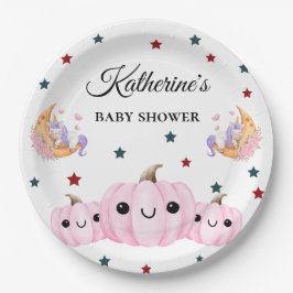 Prato De Papel Cute Pumpkin Is On The Way | Halloween Baby Shower