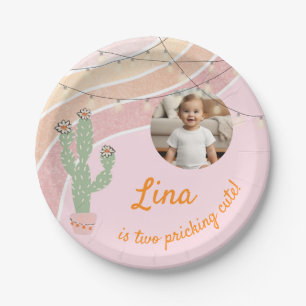 Prato De Papel Cute Rainbow Fiesta Second Birthday