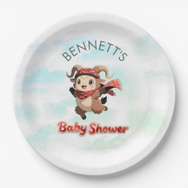 Prato de Papel Cute Ram Winter Baby Shower