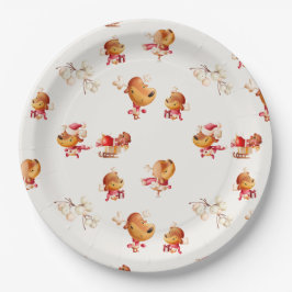 Prato De Papel Cute Reindeer Christmas 