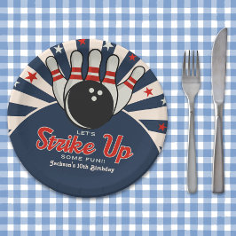 Prato De Papel Cute Retro Bowling Party for Kids