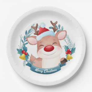 Prato De Papel Cute Rudolph
