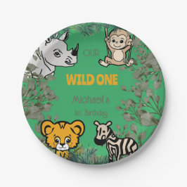 Prato De Papel Cute Safari Wild One Green
