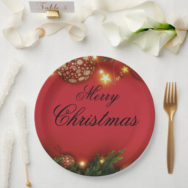 Prato De Papel Cute Santa Christmas Plate – Festive Holiday Gift  (Casamento)