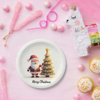 Prato De Papel Cute Santa Christmas Plates