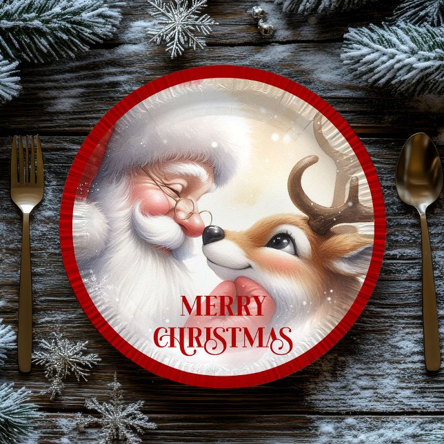 Prato De Papel Cute Santa Claus Cartoon Holiday Party Paper Plate (Cute Santa Claus Cartoon Holiday Party Paper Plates

)