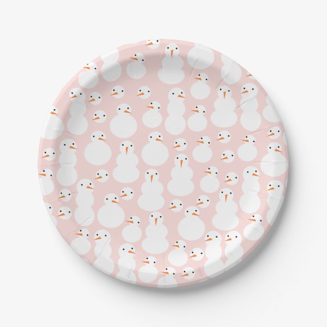 Prato De Papel Cute Snowmen Paper Plates (Frente)