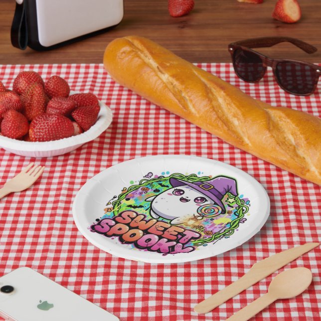 Prato De Papel Cute Spooky Ghost Halloween Kids Birthday Party Pa (Piquenique)