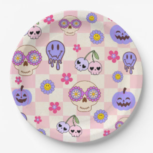 Prato De Papel Cute Spooky Vibes Groovy Ghost Halloween