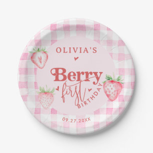 Prato De Papel Cute Strawberry Daisy Berry Primeiro Dia