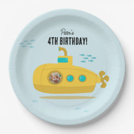 Prato De Papel Cute Submarine Deep Sea Birthday Kids Photo