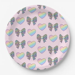 Prato De Papel  cute sweet rainbow hearts pastel gradient pattern