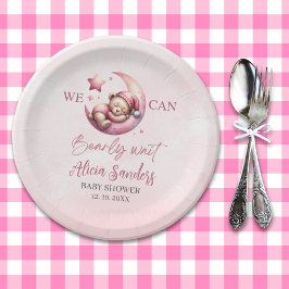 Prato De Papel Cute Teddy Bear Baby shower Girl Pary