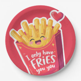 Prato De Papel Cute Valentine French Fries Pun