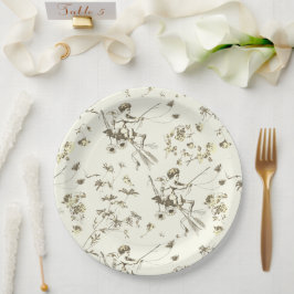 Prato De Papel Cute Vintage Cupid Angel Dourado Beige Floral Toil