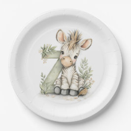 Prato De Papel Cute watercolour baby animal alphabet Zebra