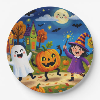 Prato De Papel Cute Wi Halloween do Bairro Festa Fantasma Abóbora