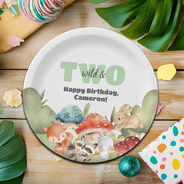 Prato De Papel Cute Woodland Animals 2nd Birthday Party (Criador carregado)