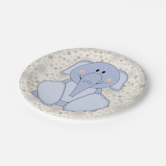Prato De Papel Cutelyn Baby Blue Elephant
