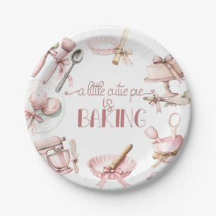 Prato De Papel Cutie Pie Chá de fraldas de Garota Rosa de Água