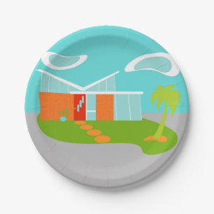 Prato De Papel Da casa moderna dos desenhos animados do meio