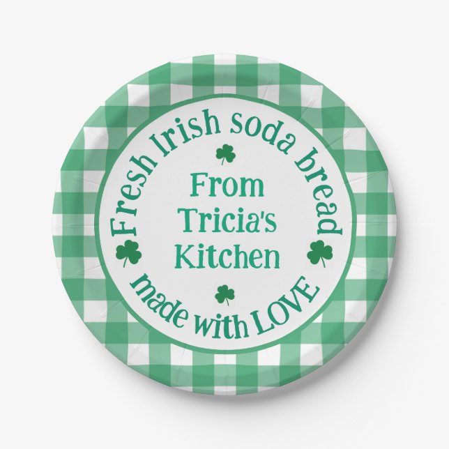 Prato De Papel Da cozinha NAME com Amor Verde Irlandês Xadrez (Frente)