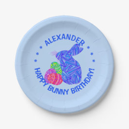 Prato De Papel Da páscoa azul do coelhinho da Páscoa de Z festa