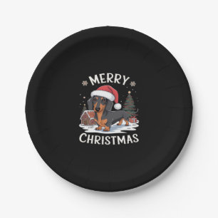 Prato De Papel Dachshund Felry Christmas Classic T-Shirt