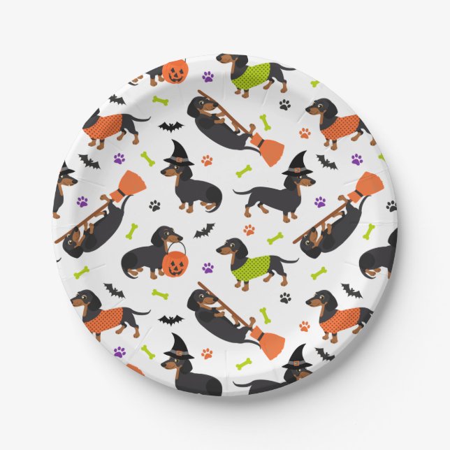 Prato De Papel Dachshund Halloween (Frente)